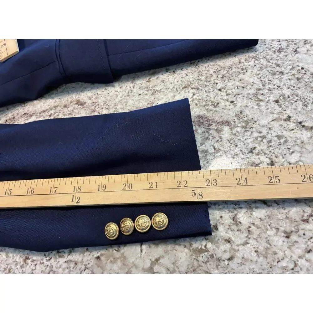 J Crew Thompson University Blazer Men's 34R Blue Wool Naval Anchors Classic